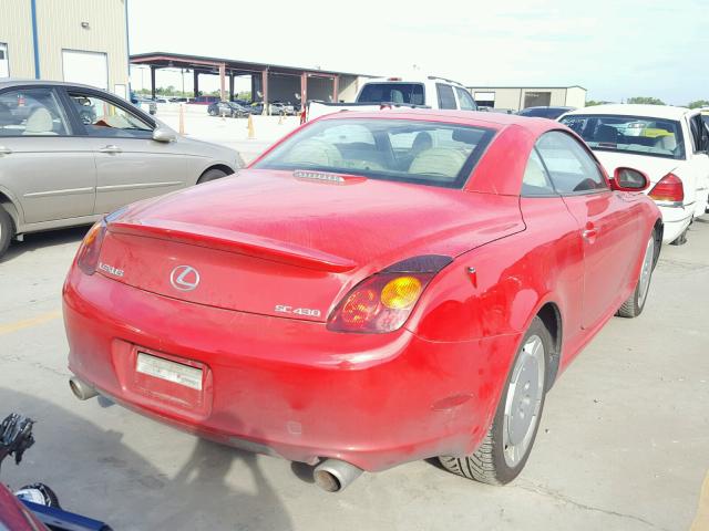 JTHFN48Y920024506 - 2002 LEXUS SC 430 RED photo 4