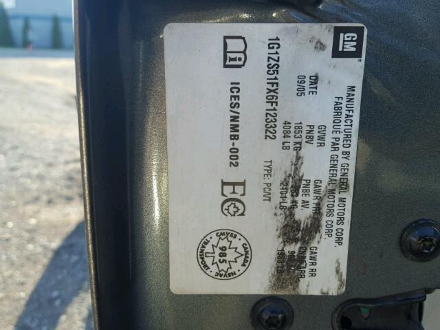 1G1ZS51FX6F123322 - 2006 CHEVROLET MALIBU LS Yaşıl foto 10