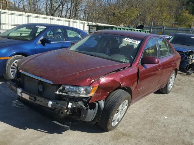 5NPET46C67H214610 - 2007 HYUNDAI SONATA GLS RED photo 2