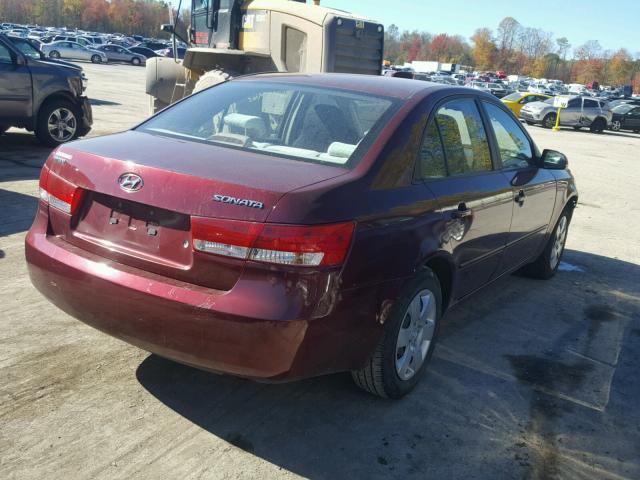 5NPET46C67H214610 - 2007 HYUNDAI SONATA GLS RED photo 4