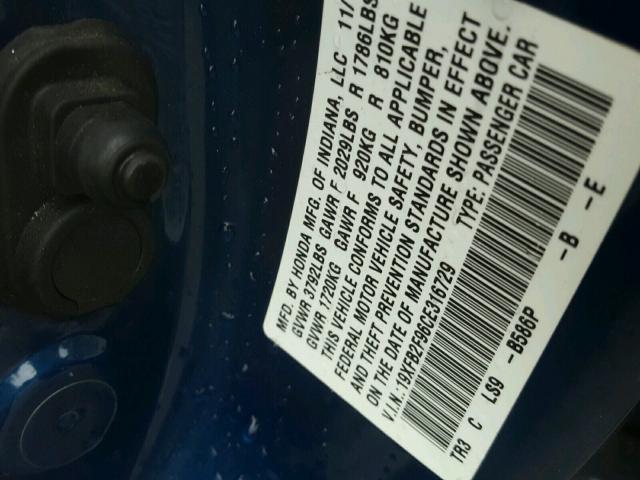 19XFB2F96CE316729 - 2012 HONDA CIVIC EXL 蓝色 照片 10