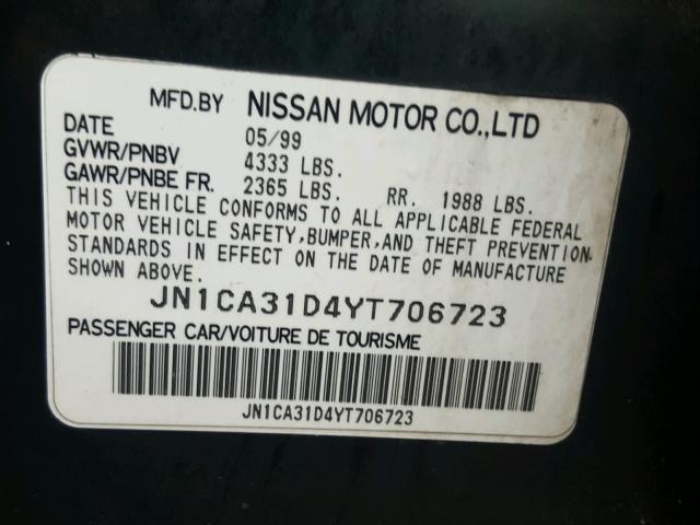 JN1CA31D4YT706723 - 2000 NISSAN MAXIMA GLE GREEN photo 10