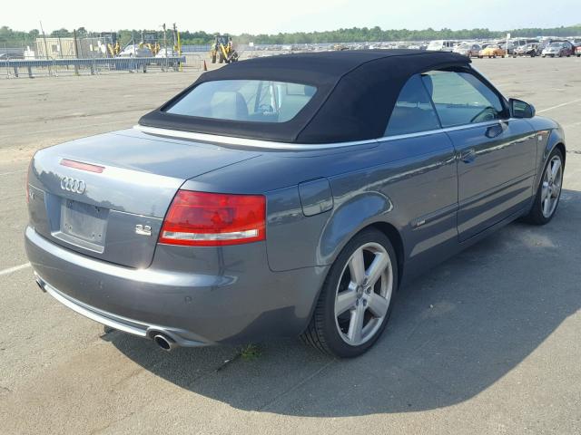 WAUDH48H29K011897 - 2009 AUDI A4 3.2 CAB GRAY photo 4