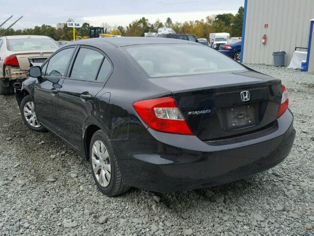 19XFB2F50CE037791 - 2012 HONDA CIVIC LX BLACK photo 3