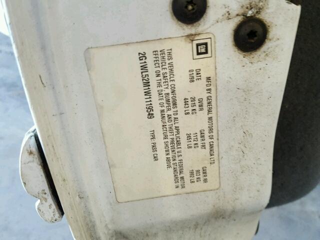 2G1WL52M1W1119549 - 1998 CHEVROLET LUMINA BAS 白色 照片 10