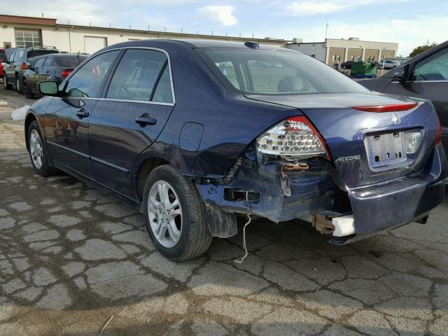 1HGCM56877A227736 - 2007 HONDA ACCORD BLUE photo 3