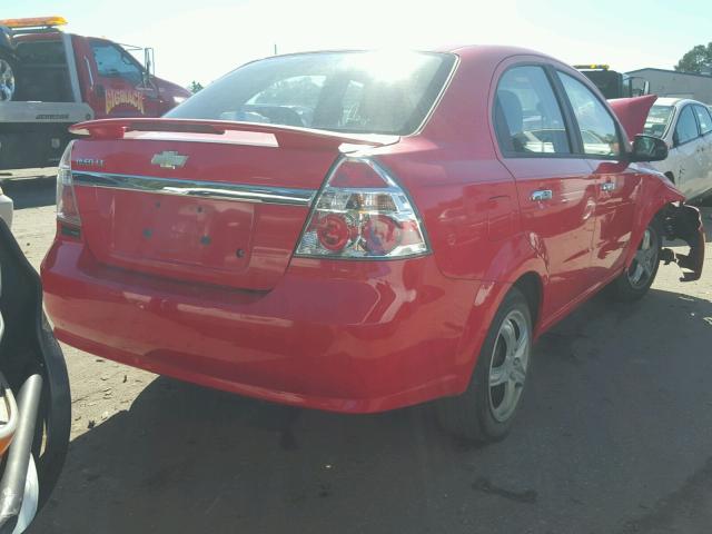 KL1TG56E09B306620 - 2009 CHEVROLET AVEO LT RED photo 4