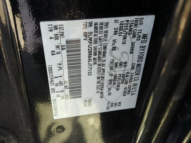 5LMFU28R64LJ17155 - 2004 LINCOLN NAVIGATOR შავი ფოტო 10