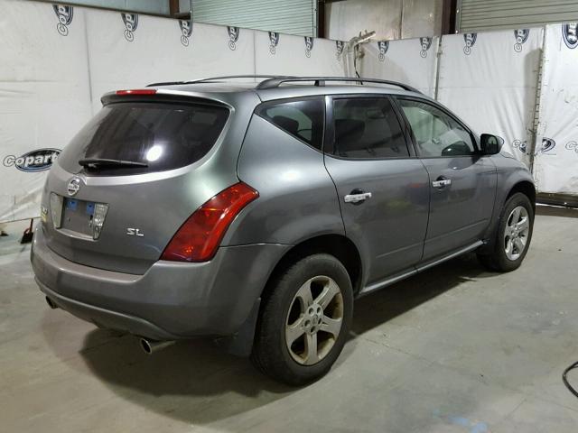 JN8AZ08T05W324857 - 2005 NISSAN MURANO SL GRAY photo 4