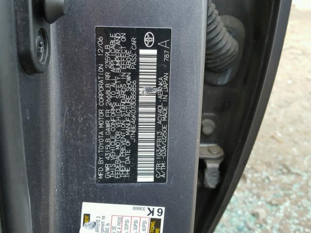 JTNBE46K073085856 - 2007 TOYOTA CAMRY NEW GRAY photo 10