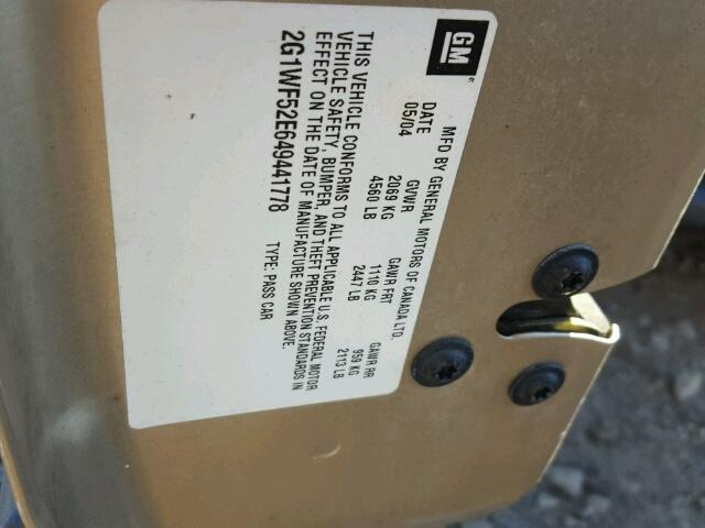 2G1WF52E649441778 - 2004 CHEVROLET IMPALA 棕色 照片 10