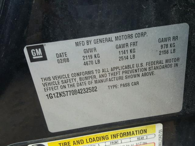 1G1ZK577084232502 - 2008 CHEVROLET MALIBU LTZ 黑色 照片 10