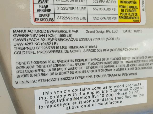 573FR3321F3302279 - 2015 GRAN REFLECTION თაფლისფერი ფოტო 10