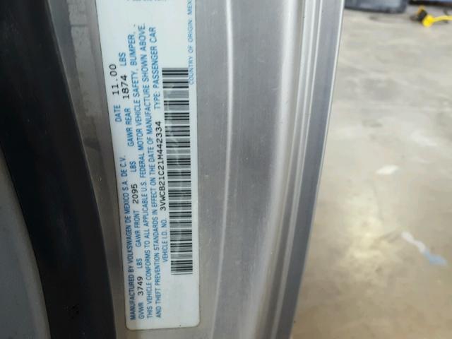 3VWCB21C21M442334 - 2001 VOLKSWAGEN NEW BEETLE 银色 照片 10