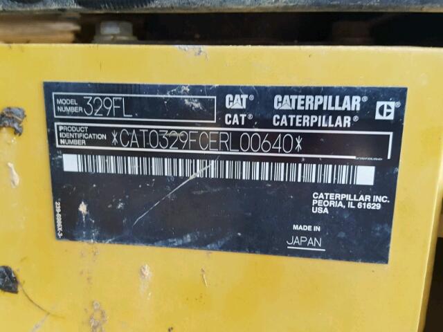 CAT0329FCERL00640 - 2015 CATERPILLAR EXCAVATOR YELLOW photo 10