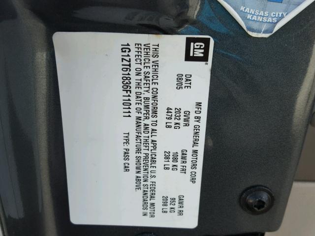 1G1ZT61836F110111 - 2006 CHEVROLET MALIBU MAX 灰色 照片 10