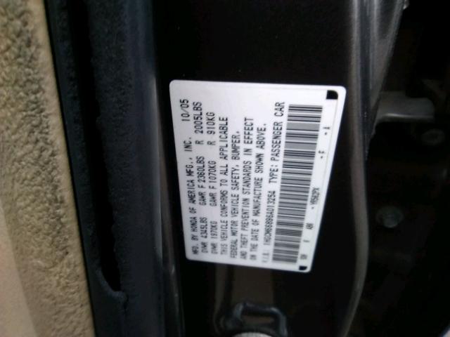 1HGCM66896A013254 - 2006 HONDA ACCORD EX BROWN photo 10