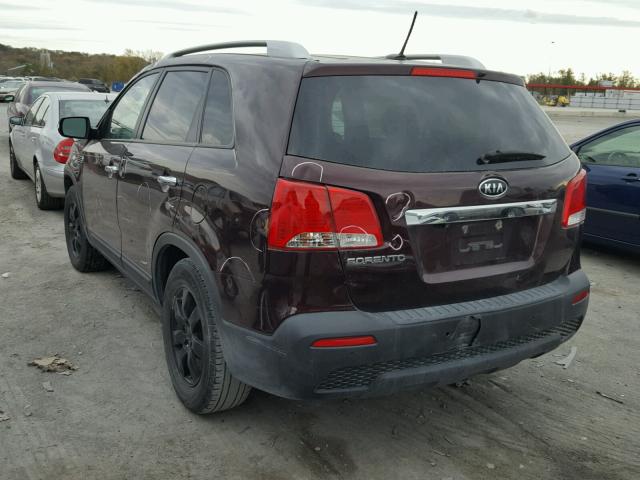 5XYKT3A64CG249243 - 2012 KIA SORENTO BA BURGUNDY photo 3