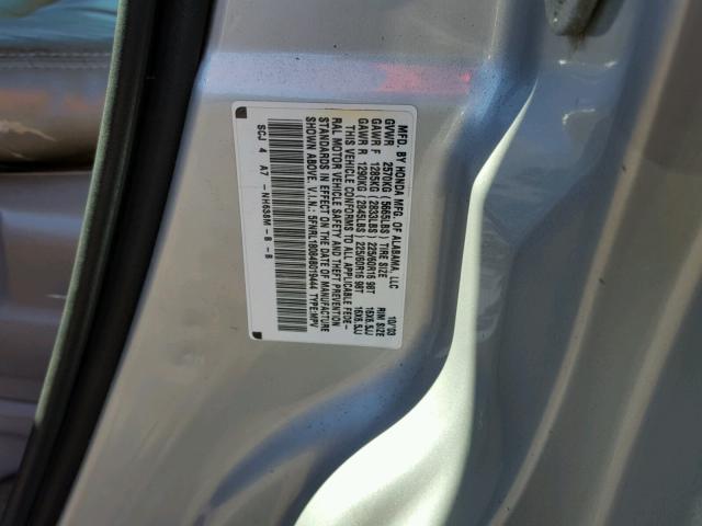 5FNRL18084B019444 - 2004 HONDA ODYSSEY EX SILVER photo 10