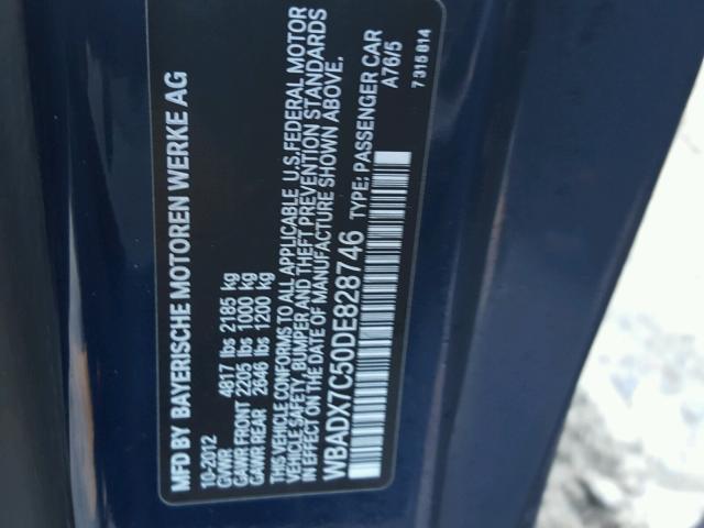 WBADX7C50DE828746 - 2013 BMW 335 I BLUE photo 10