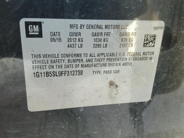 1G11B5SL9FF312738 - 2015 CHEVROLET MALIBU LS 黑色 照片 10