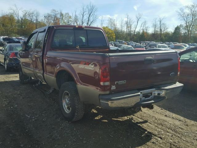 1FTNW21P24EC10491 - 2004 FORD F250 MAROON photo 3