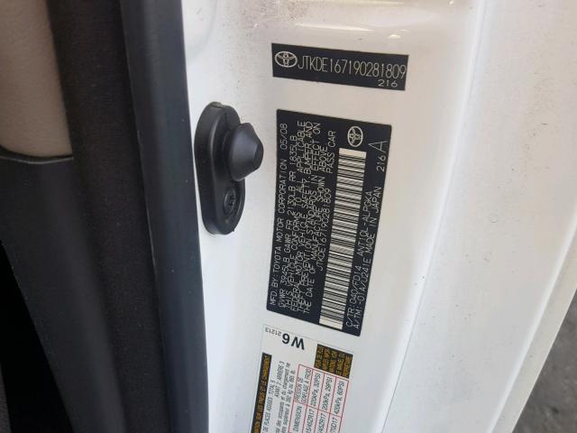 JTKDE167190281809 - 2009 TOYOTA SCION TC 白色 照片 10