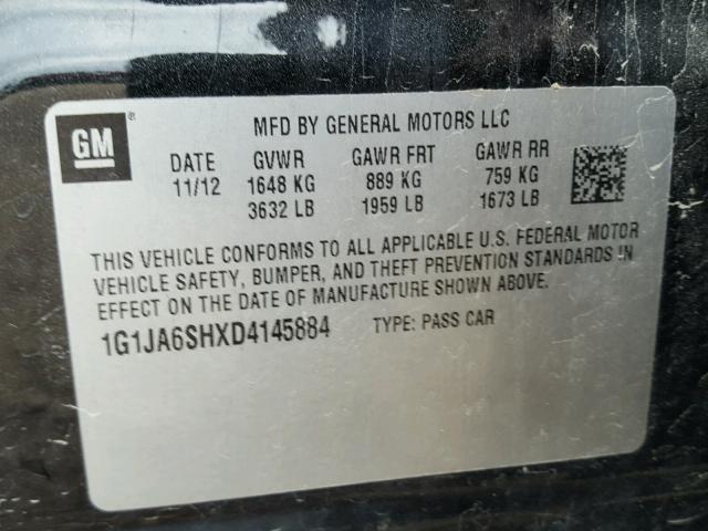 1G1JA6SHXD4145884 - 2013 CHEVROLET SONIC LS BLACK photo 10