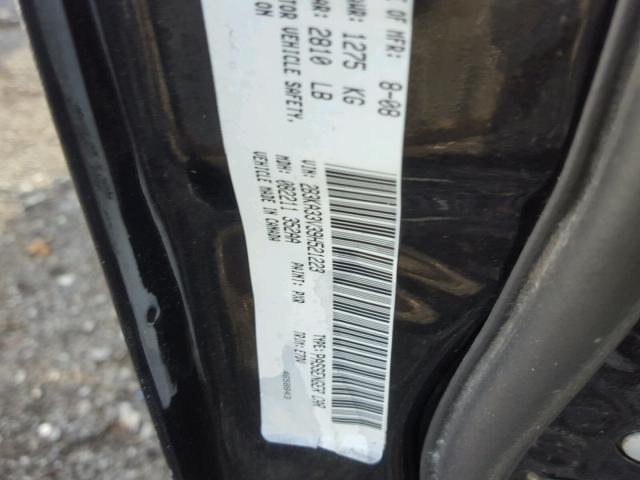 2B3KA33V39H521223 - 2009 DODGE CHARGER SX BLACK photo 10