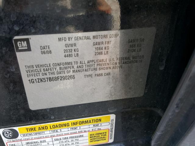 1G1ZK57B68F290266 - 2008 CHEVROLET MALIBU LTZ 灰色 照片 10