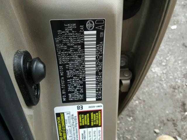 2T1BU4EE3AC292811 - 2010 TOYOTA COROLLA BA GOLD photo 10