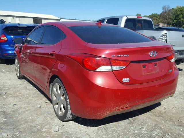 KMHDH4AE0DU996972 - 2013 HYUNDAI ELANTRA GL RED photo 3