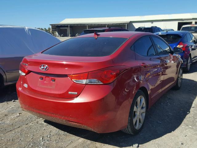 KMHDH4AE0DU996972 - 2013 HYUNDAI ELANTRA GL RED photo 4