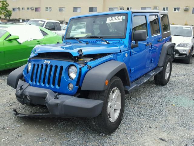 1C4BJWDG4FL766207 - 2015 JEEP WRANGLER U BLUE photo 2