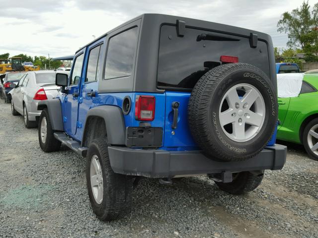 1C4BJWDG4FL766207 - 2015 JEEP WRANGLER U BLUE photo 3