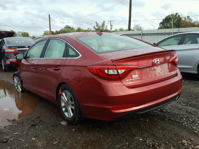 5NPE24AF0FH209017 - 2015 HYUNDAI SONATA SE RED photo 3