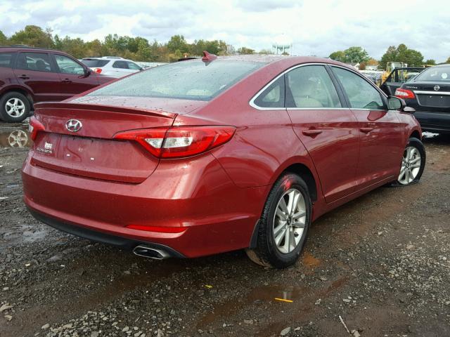 5NPE24AF0FH209017 - 2015 HYUNDAI SONATA SE RED photo 4