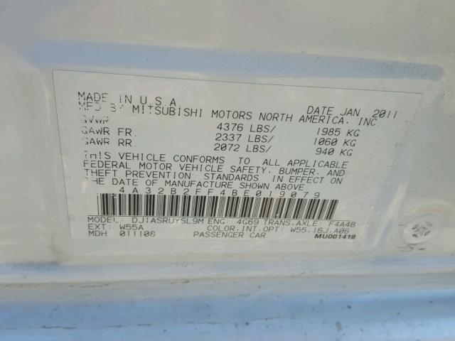 4A32B2FF4BE019079 - 2011 MITSUBISHI GALANT FE WHITE photo 10