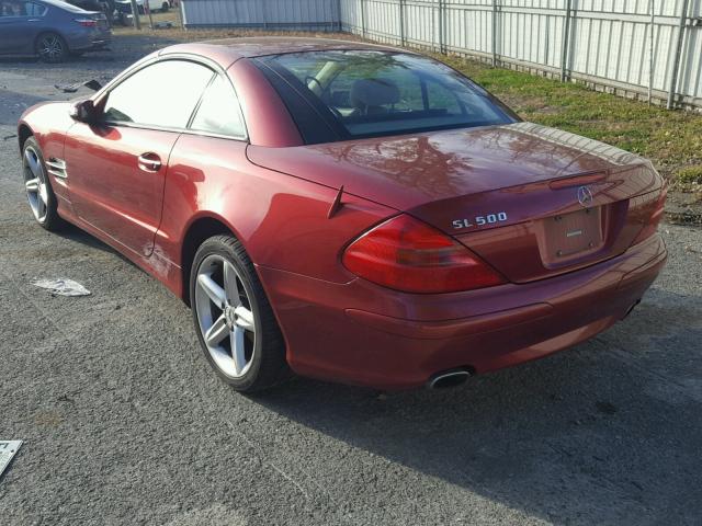 WDBSK75F45F094184 - 2005 MERCEDES-BENZ SL 500 MAROON photo 3