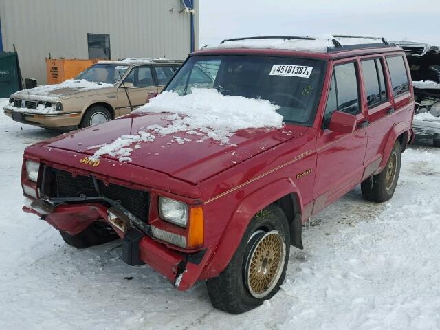 1J4FJ78S5NL165189 - 1992 JEEP CHEROKEE L RED photo 2