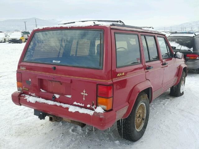 1J4FJ78S5NL165189 - 1992 JEEP CHEROKEE L RED photo 4