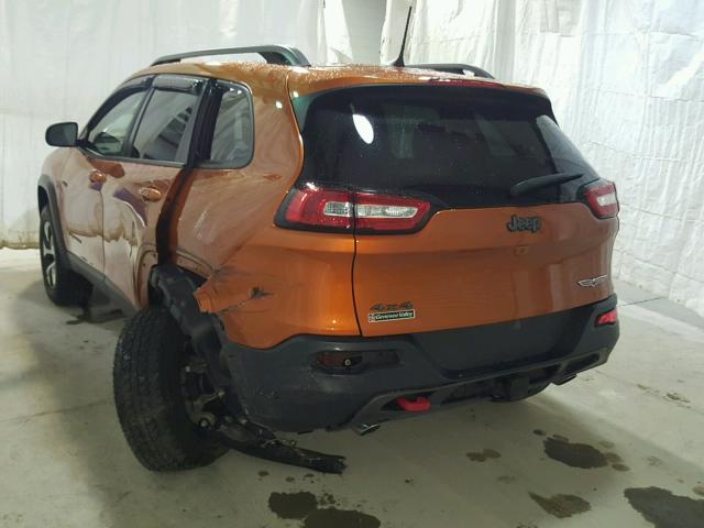 1C4PJMBS7GW102596 - 2016 JEEP CHEROKEE T ORANGE photo 3