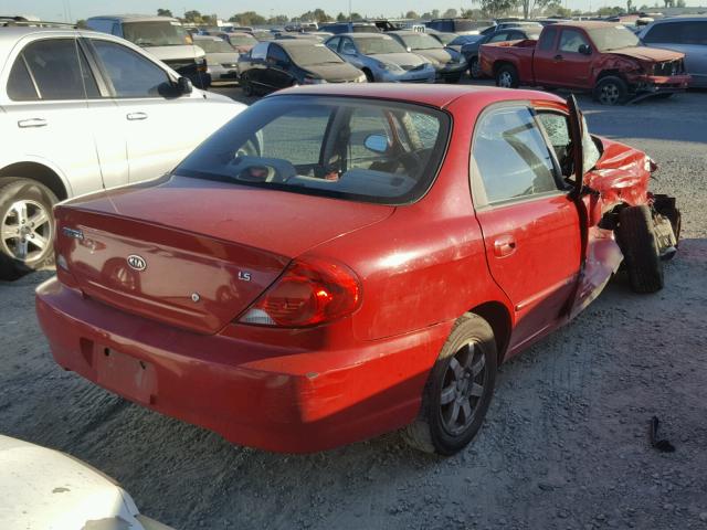 KNAFB121135219747 - 2003 KIA SPECTRA BA RED photo 4