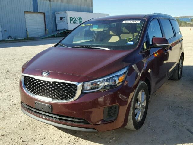 KNDMB5C15G6084286 - 2016 KIA SEDONA LX MAROON photo 2