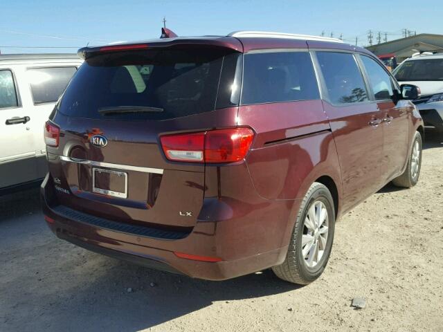 KNDMB5C15G6084286 - 2016 KIA SEDONA LX MAROON photo 4