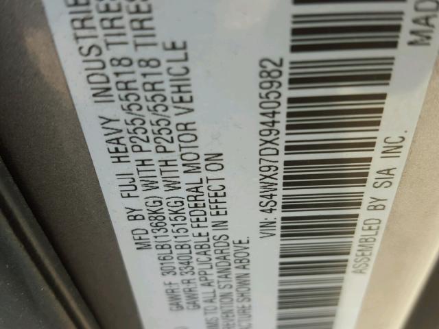 4S4WX97DX94405982 - 2009 SUBARU TRIBECA LI 灰色 照片 10