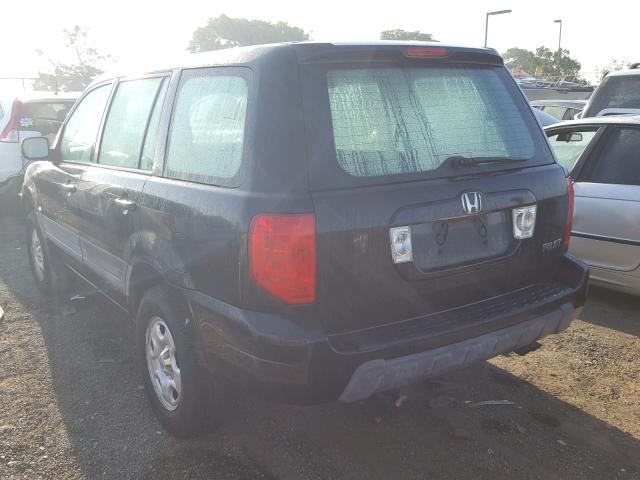 2HKYF18123H594859 - 2003 HONDA PILOT LX BLACK photo 3