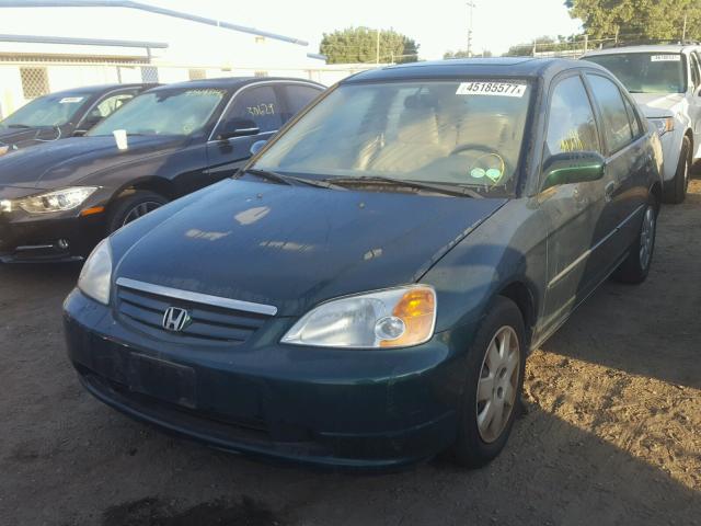 1HGES26741L047811 - 2001 HONDA CIVIC EX GREEN photo 2