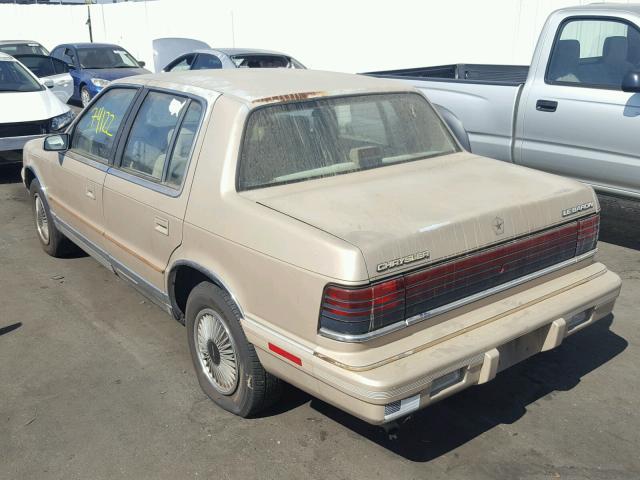 3C3XA46K1NT278934 - 1992 CHRYSLER LEBARON A- BEIGE photo 3