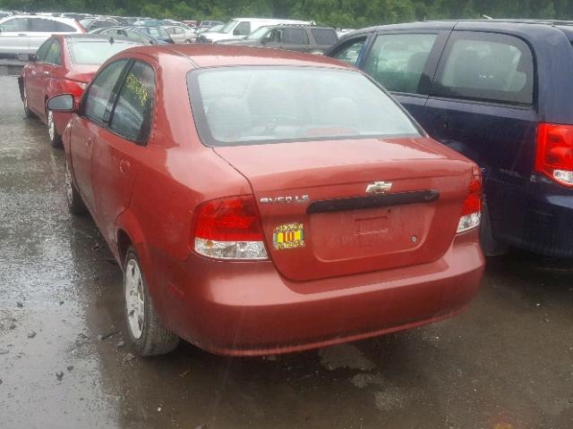 KL1TD56606B678164 - 2006 CHEVROLET AVEO BASE Czerwony zdjęcie 3